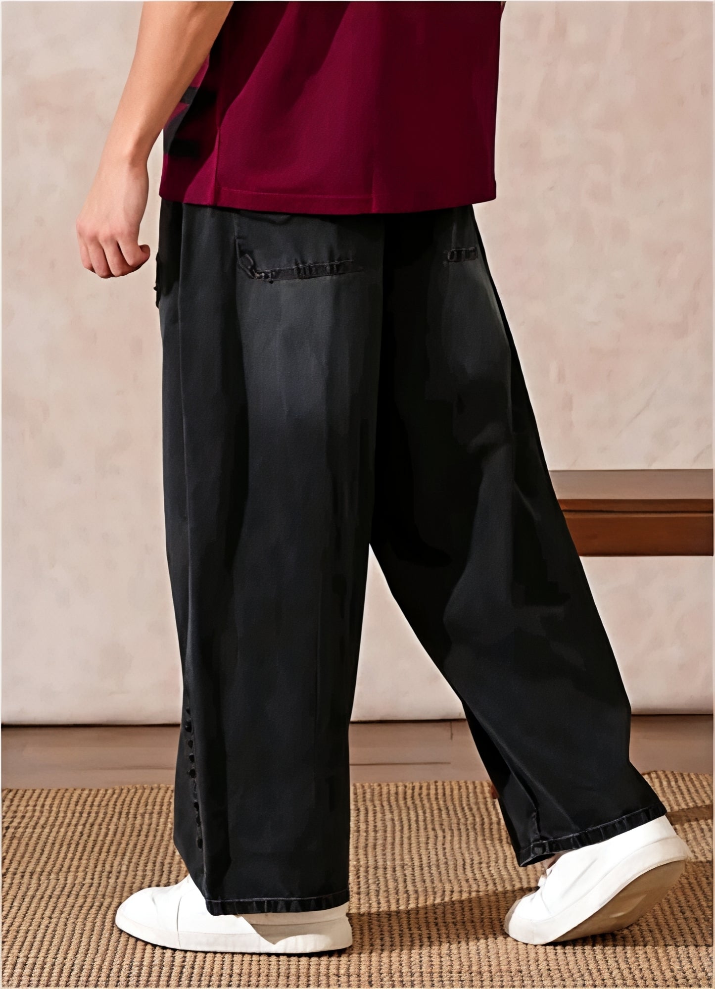 Men's Baggy whisker black pure denim Jeans.