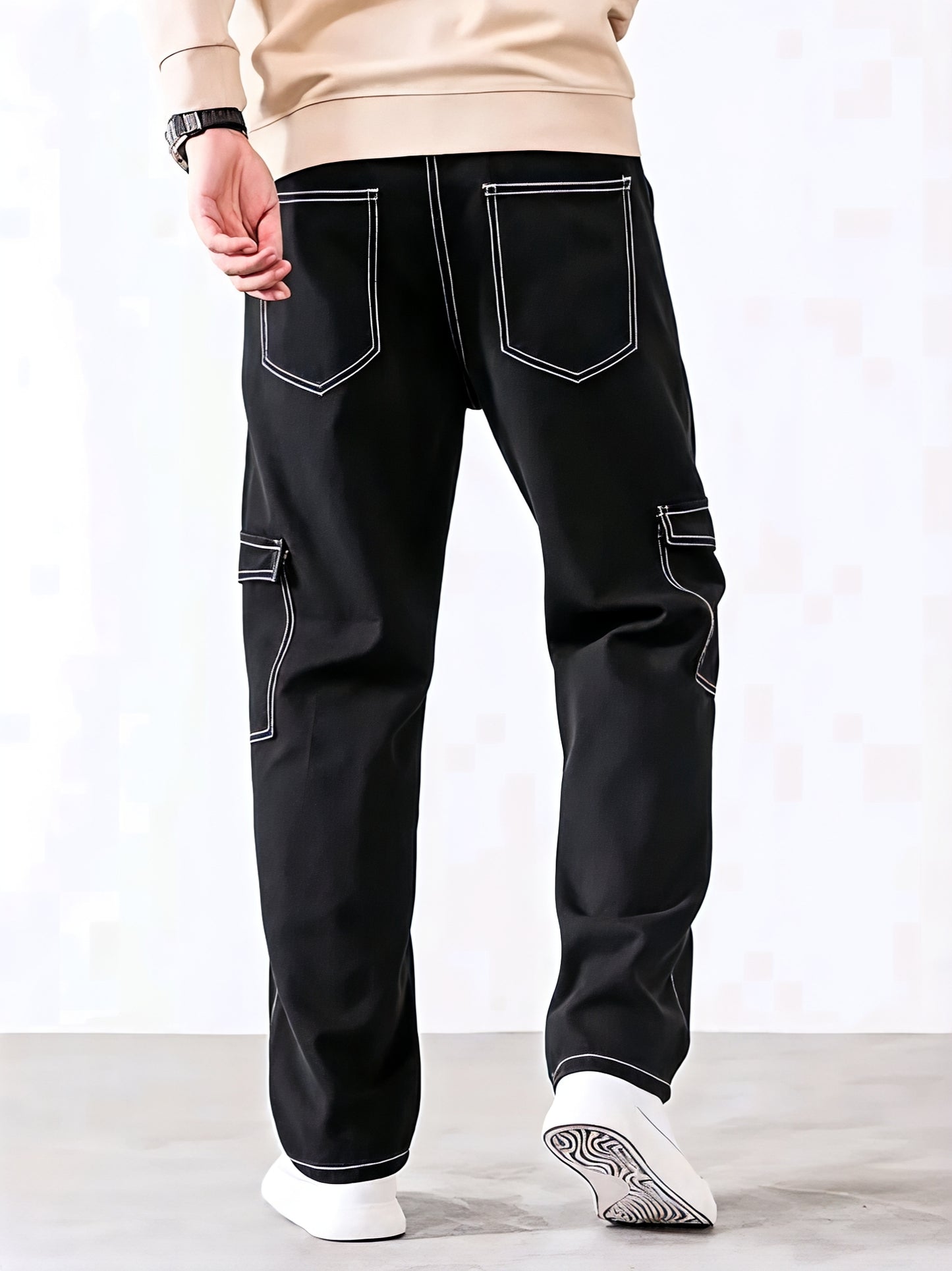 Men's black cargo jeans