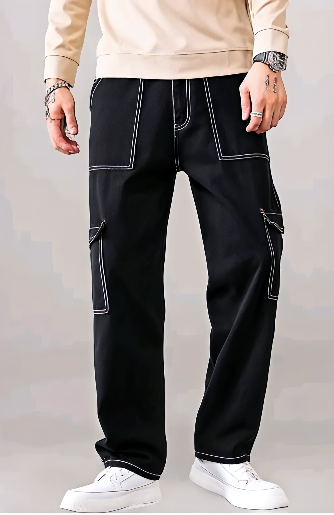Men's black cargo jeans