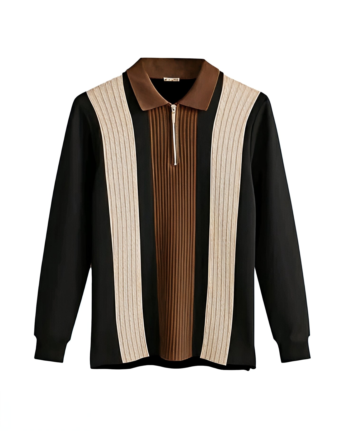 Men's stripe zipper neck cotton wear
