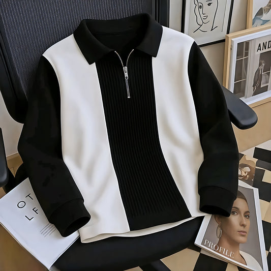 Mens zipper neck polo