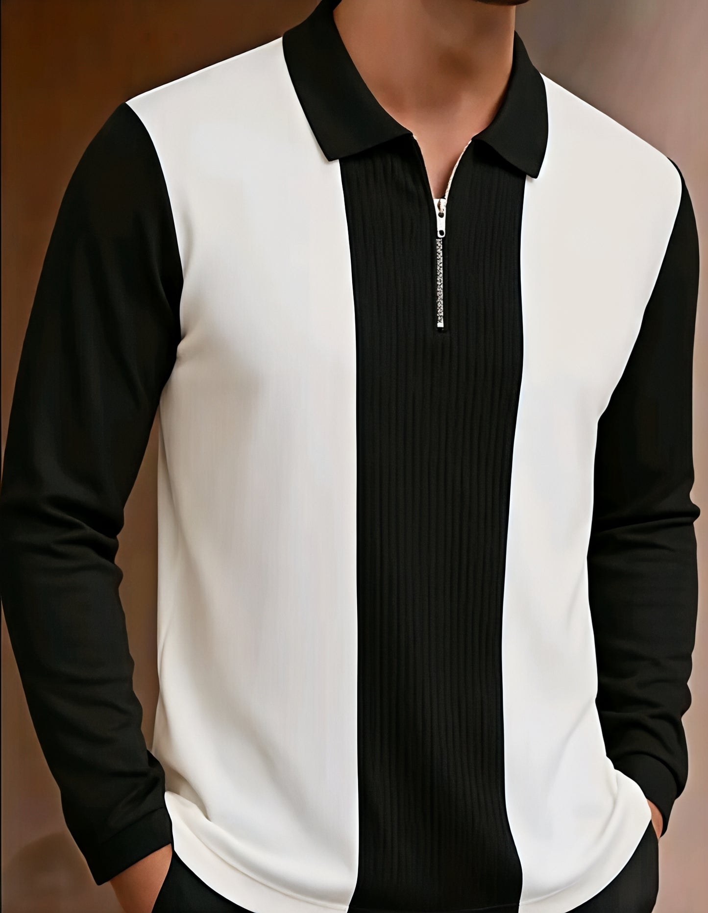Mens zipper neck polo
