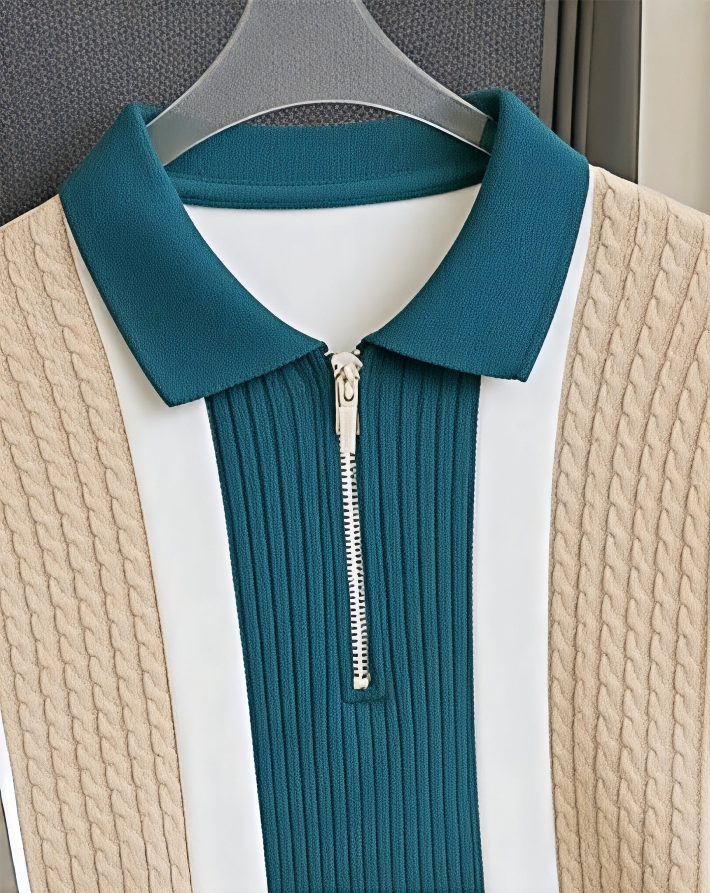 Men's zipper neck premium polo